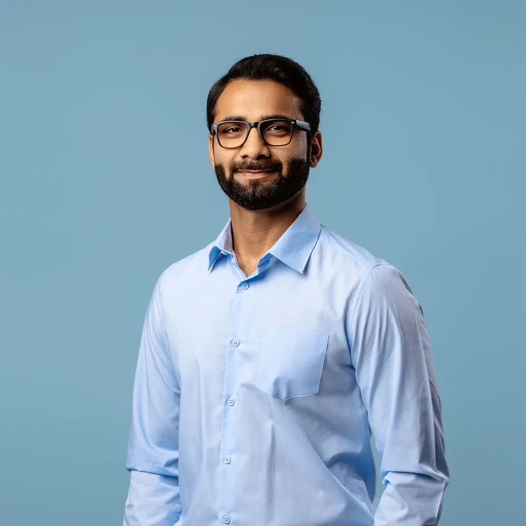 Business Headshot Blue Background