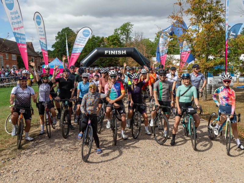 Collection of bicycle riders at riding event