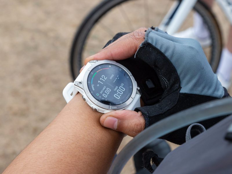 Male hand using digital sports watch for fitness