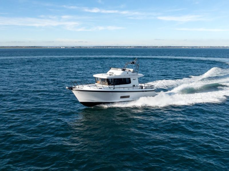 Boat moving at speed with wake